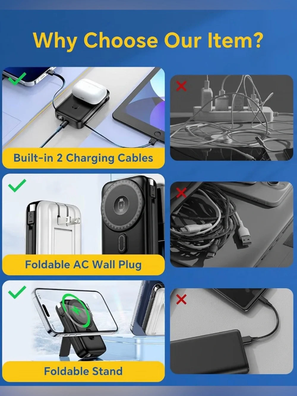 Magnetic Battery Pack Real Capacity 10000mAh, 22.5W Fast Charging Portable Charg